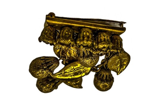 Vintage Miriam Haskell Swag Brooch Gold Tone Leaf &Filigree Pin Pre Signed Era - Picture 8 of 13