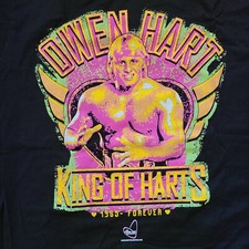 Owen Hart Foundation The King of Hearts T-Shirt L Large AEW WWE Blue Blazer