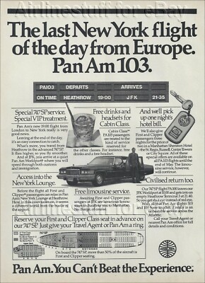 1981 PAN AM FLIGHT 103 ad BOEING 747 airways airlines LOCKERBIE DISASTER advert