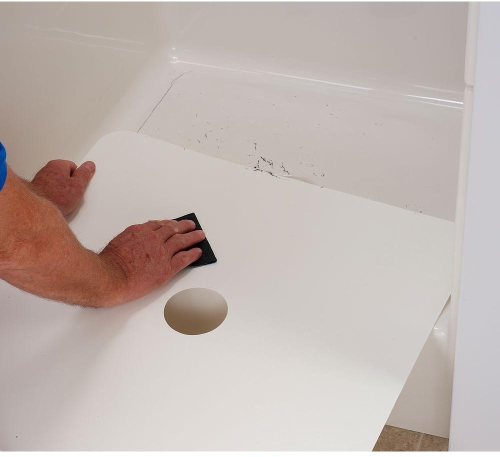 Shower Bath Bathtub Tub Floor Repair Inlay Kit White 22 in. W x 40 in