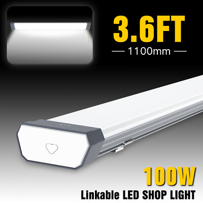2PcsLED Shop Light Linkable Ceiling Tube Fixture 100W 13000lm Daylight 5000K
