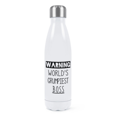 Warning World's Grumpiest Boss Doppelwandige Wasserflasche Awesome Best Manager