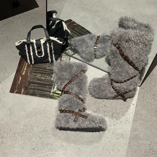 Koreanische Echtfell Warm Schnee Warm Stiefel Damen Winter Plüsch Neu Kniehohe Stiefel Gr - Bild 23 von 24
