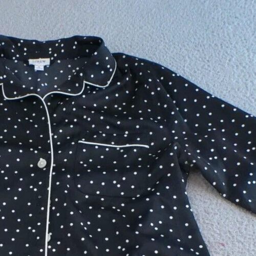 Женская футболка для сна J Crew средний размер черная в горошек пижама топ карман на пуговицах - Изображение 4 из 4