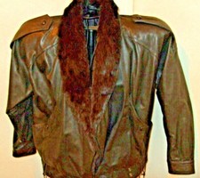 Wmn's Black Genuine Leather & Rabbit Fur Jacket /coat By Mario Zarelli Sz Medium