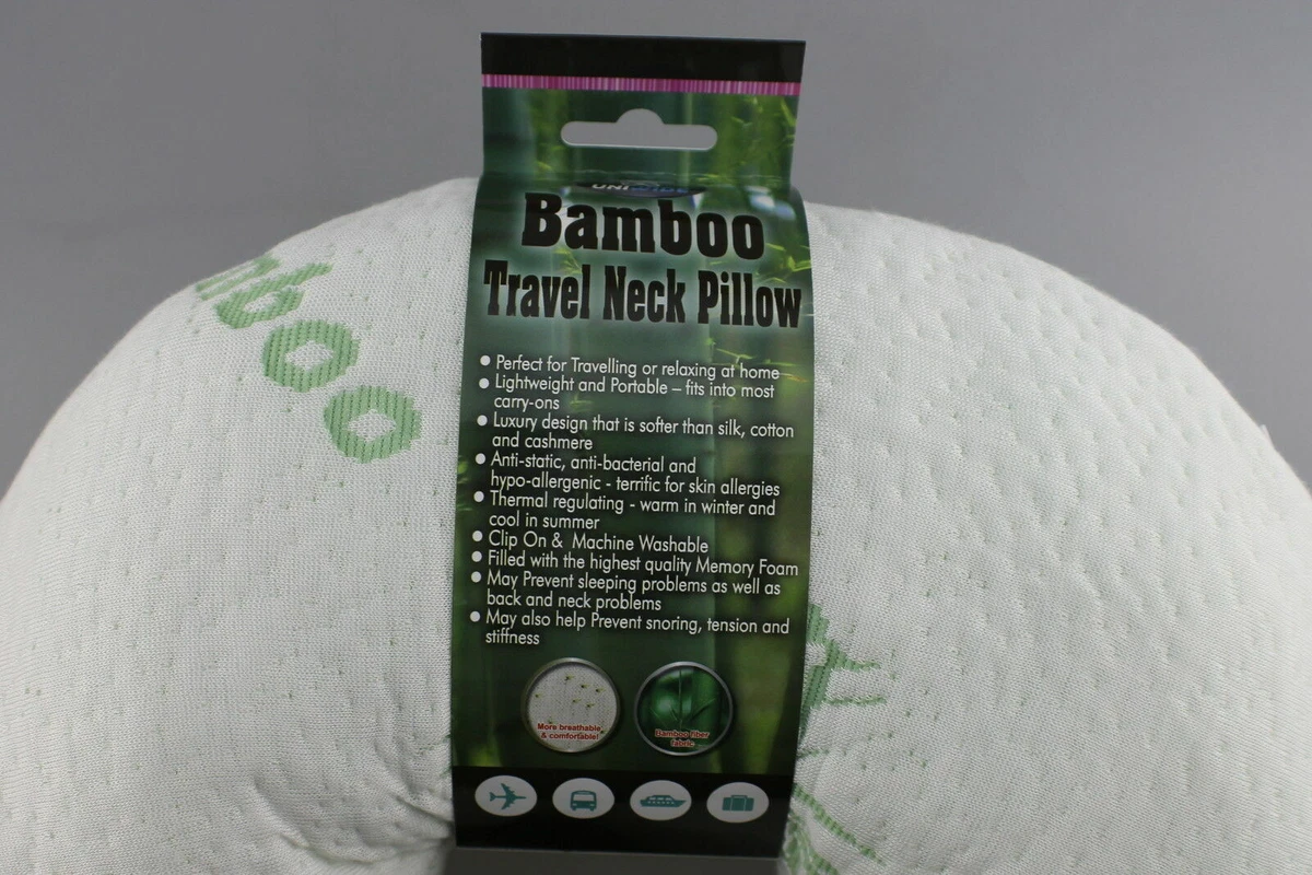 U Shaped Neck Pillow Flight Support Cushion BAMBOO MEMORY FOAM