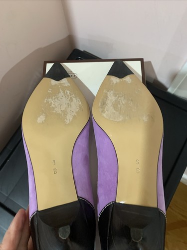 ZAPATOS DE TACÓN COACH TULLA DE GAMUZA MORADA Y CUERO MARRÓN PUNTA GATITO TALLA 9 M - Imagen 11 de 14