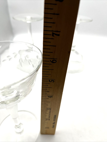 3 Champagner/Cocktail/Martini geätzte Stielgläser Blume/Blatt/Tafel Glas Bargeschirr - Bild 14 von 14