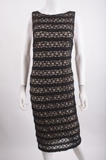 Alice & Olivia Womans Dress Black Lace Open Back Bodycon Sheath Midi NWT