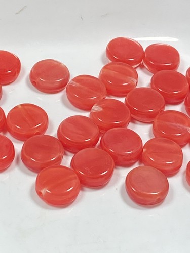 Czech Beads Flat Disc Round Coral Red Color 8mm 40pcs - Picture 7 of 7