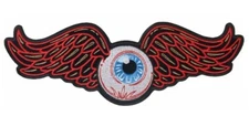 Flying Eyeball Embroidered Large Patch  10" x 4" iron on Sew on  Flying Eye