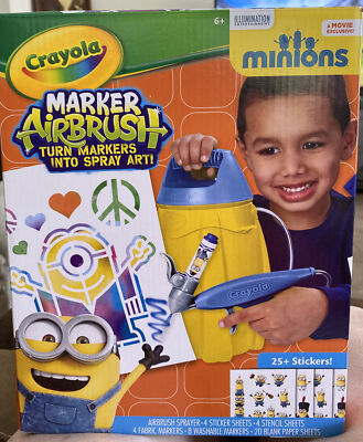 NEW Crayola Minions Marker Airbrush Spray Art Stickers Artist Stencil Cartoons