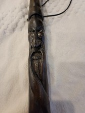 47.5 In Walking Stick With Carved Fierce Old Man's Face