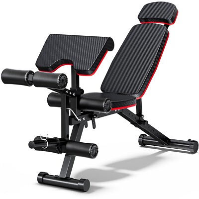 Weight Bench Workout Bench for Home Gym with Extended Headrest Incline Textural