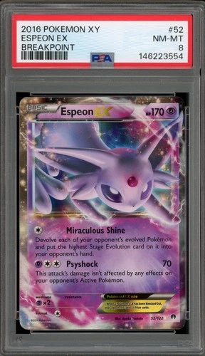 Pokemon Espeon EX XY Breakpoint Holo Rare #52 PSA 8