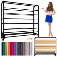 10 Rods Commercial Fabric Roll Storage Rack with Adjustable Hanging Rod Large Te