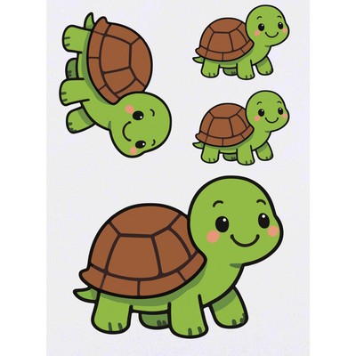 4 x 'Süße Schildkröte' Temporäre Tattoos / Transfers (TO00091598)