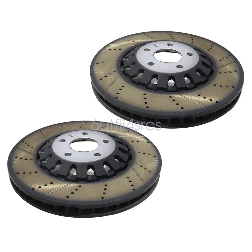 Par de rotores de disco de freno delanteros ventilados de 375 mm rendimiento para Audi A6 A8 Q7 Q8 17-21 Foto 2 de 4
