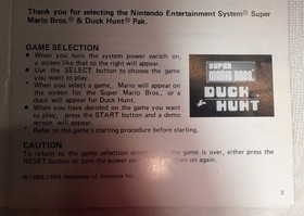 Super Mario Bros. / Duck Hunt Nintendo NES Manual Only ~ Instruction Booklet