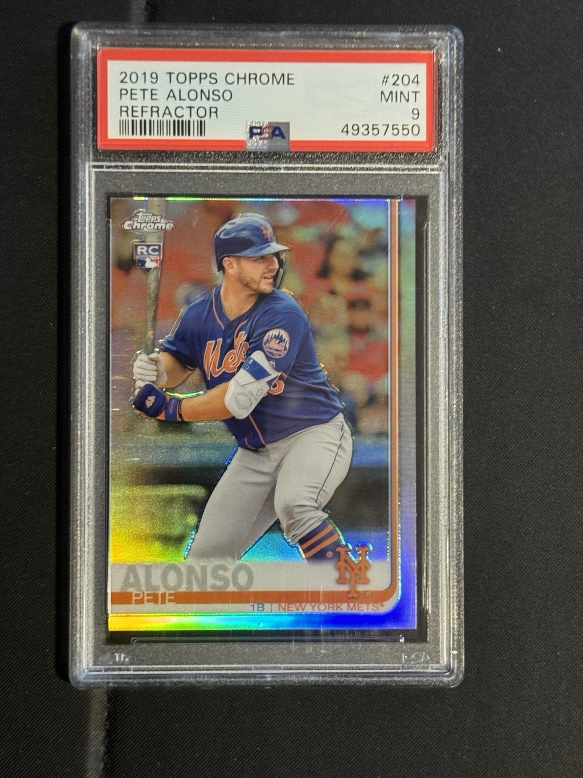 2019 Topps Chrome Pete Alonso RC Refractor Rookie #204 Mets PSA 9