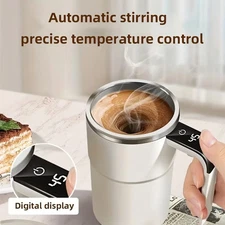 Smart Mixing Coffee Cup with LED Display & USB Magnetic Stirring
