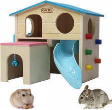 Hamster House Pets Small Animal Hideout with Funny Climbing Ladder Slide Wooden