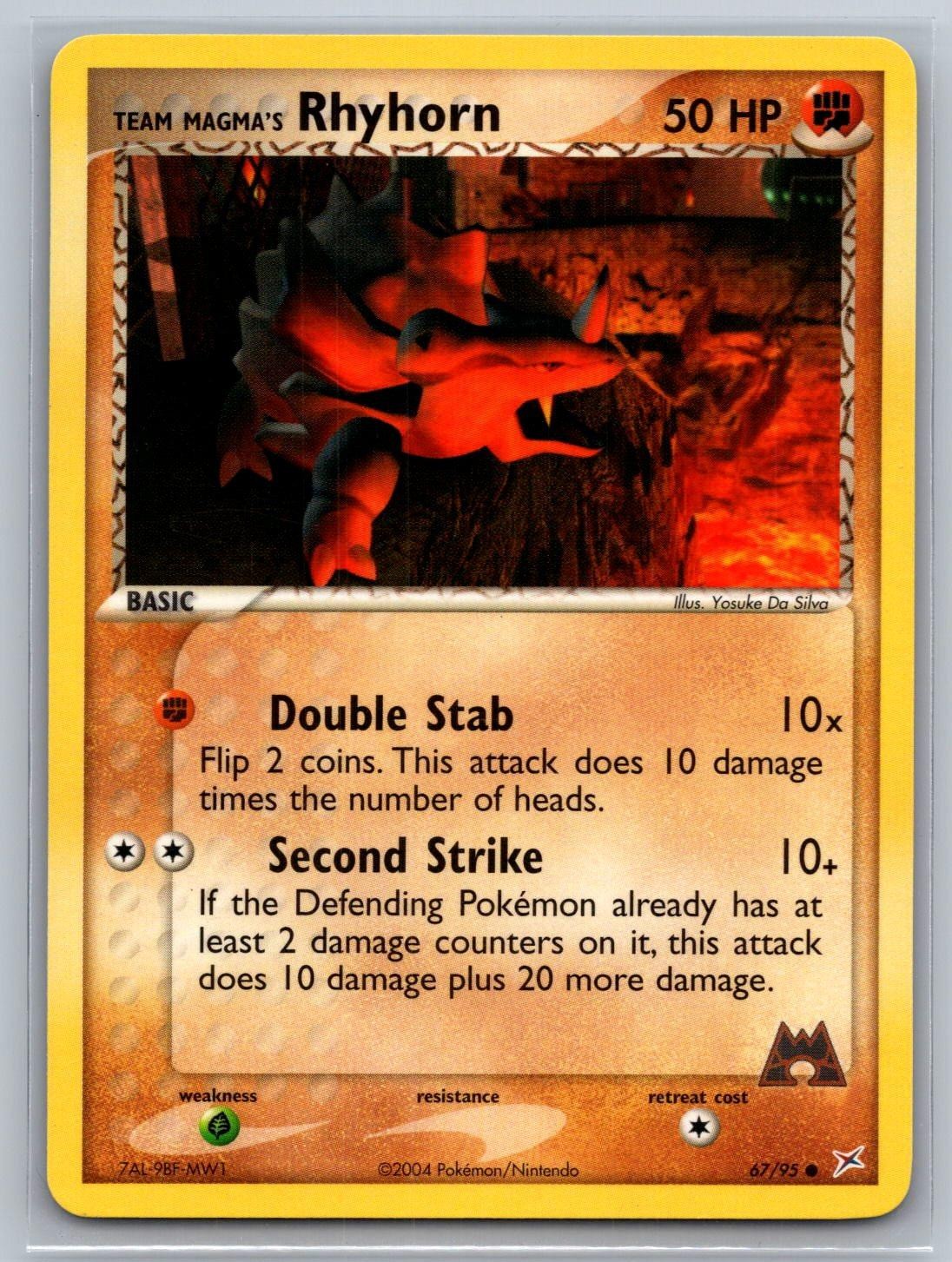 2004 Pokemon Team Magma's Rhyhorn 67/95 Common Team Magma vs Team Aqua LP