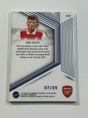 2025-26 Futera Platinum Arsenal Memorabilia Blue #AM07 Ben White