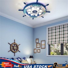 Modern Blue Ship Rudder Shape Ceiling Light Lamp Fixture Kid's Room Flush Mount