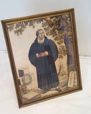 großer Messing STAND Bilderrahmen um 1900 Glas handcolorierte Litho 30,5 x 24,5