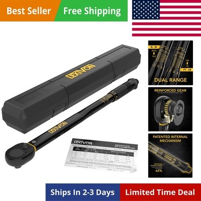 Torque Wrench 1/2-Inch Drive Click 10~150 Ft-Lb/13.6~203.5 Nm LX-183