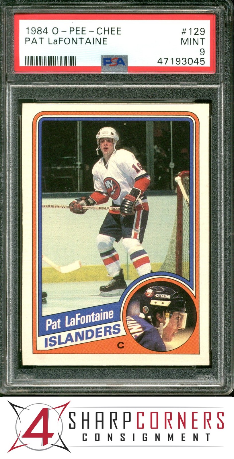 1984 O-PEE-CHEE #129 PAT LAFONTAINE RC ISLANDERS HOF PSA 9