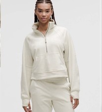 NWOT Lululemon Scuba Oversized Funnel-Neck Half Zip Velvet In Bone Size XL/XXL