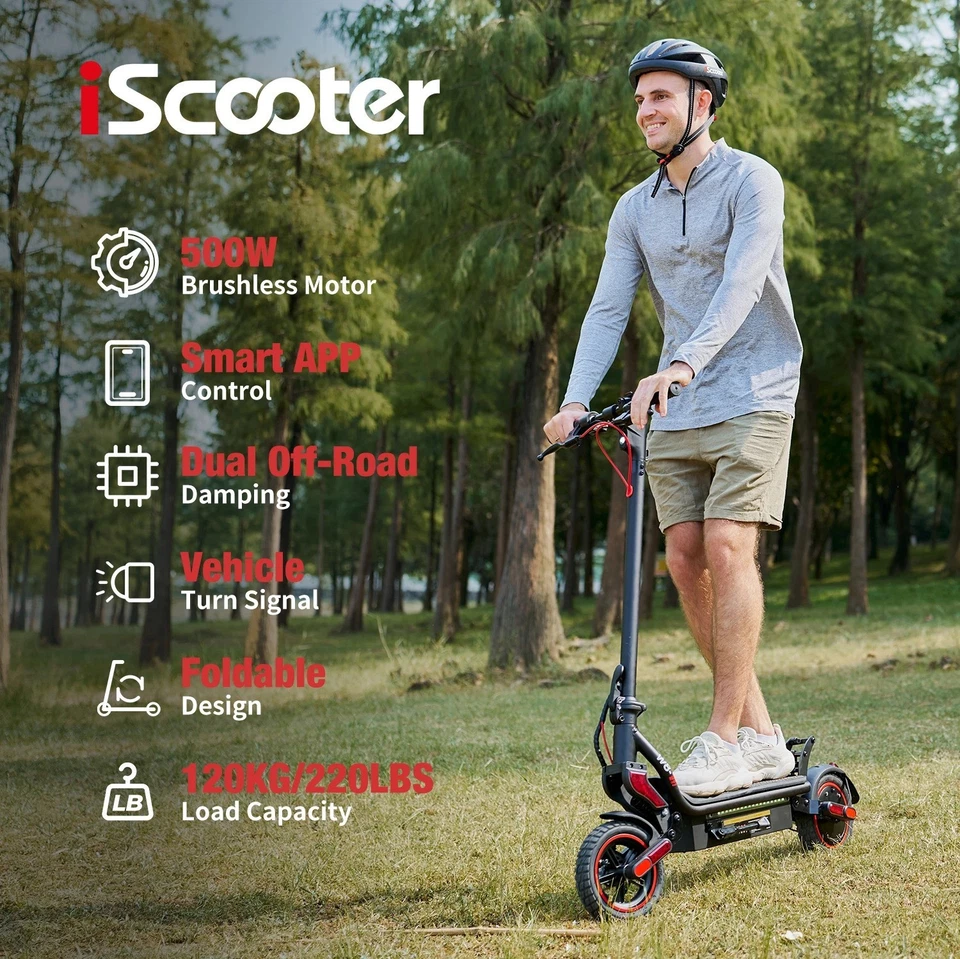iScooter W8 Electric Scooter 500W 48V/14AH Offroad 10'' 45km/h E-Scooter Foldable EU - Image 4 of 4