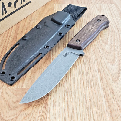 ZA-PAS Knives Ultra Fixed Knife 5'' NMV 02 Carbon Tool Steel Blade Micarta Handle