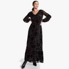 express velvet burnout shimmer maxi dress size L classic elegant holiday