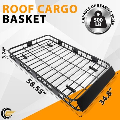64'' Roof Rack Cargo Basket Rooftop Carrier Universal Car Luggage Holder