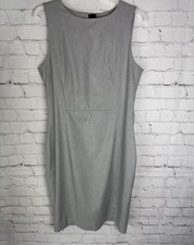 H&M Grey Lined Shift Dress Women’s Size EUR 42 UK 14 Smart Work Office Business