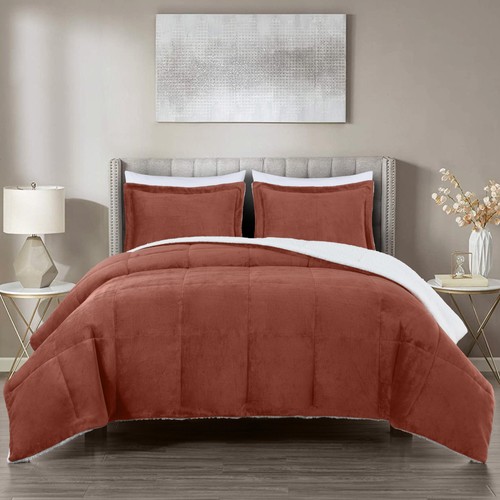 Chezmoi Collection 3-Piece Ultra-Soft Plush Micromink Sherpa Comforter Set - Picture 26 of 26