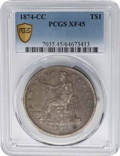 1874-CC Trade Dollar $ XF45 Secure PCGS 950720-1
