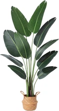 Artificial Bird of Paradise Plants 5Ft Fake Tropical Palm Tree with 10 Trunks in