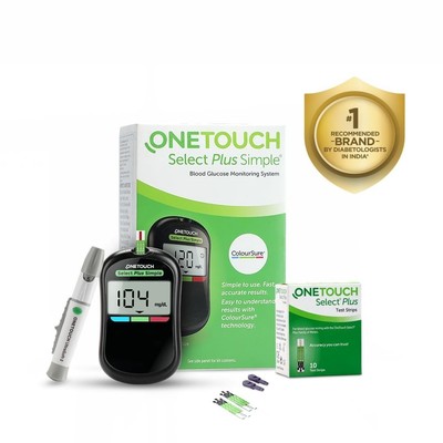 OneTouch Select Plus Simple Glucometer Maschine GRATIS 10 Teststreifen + 10...