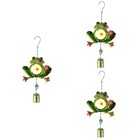  3 Count Garden Frog Statues Decor Mini Ornament Small Hanging Wind Chime Funny