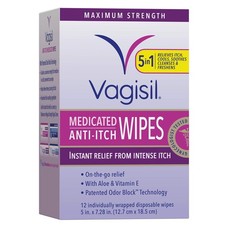 Vagisil Anti-Itch Medicated Feminine Intimate Wipes for Women, Maximum Stren...