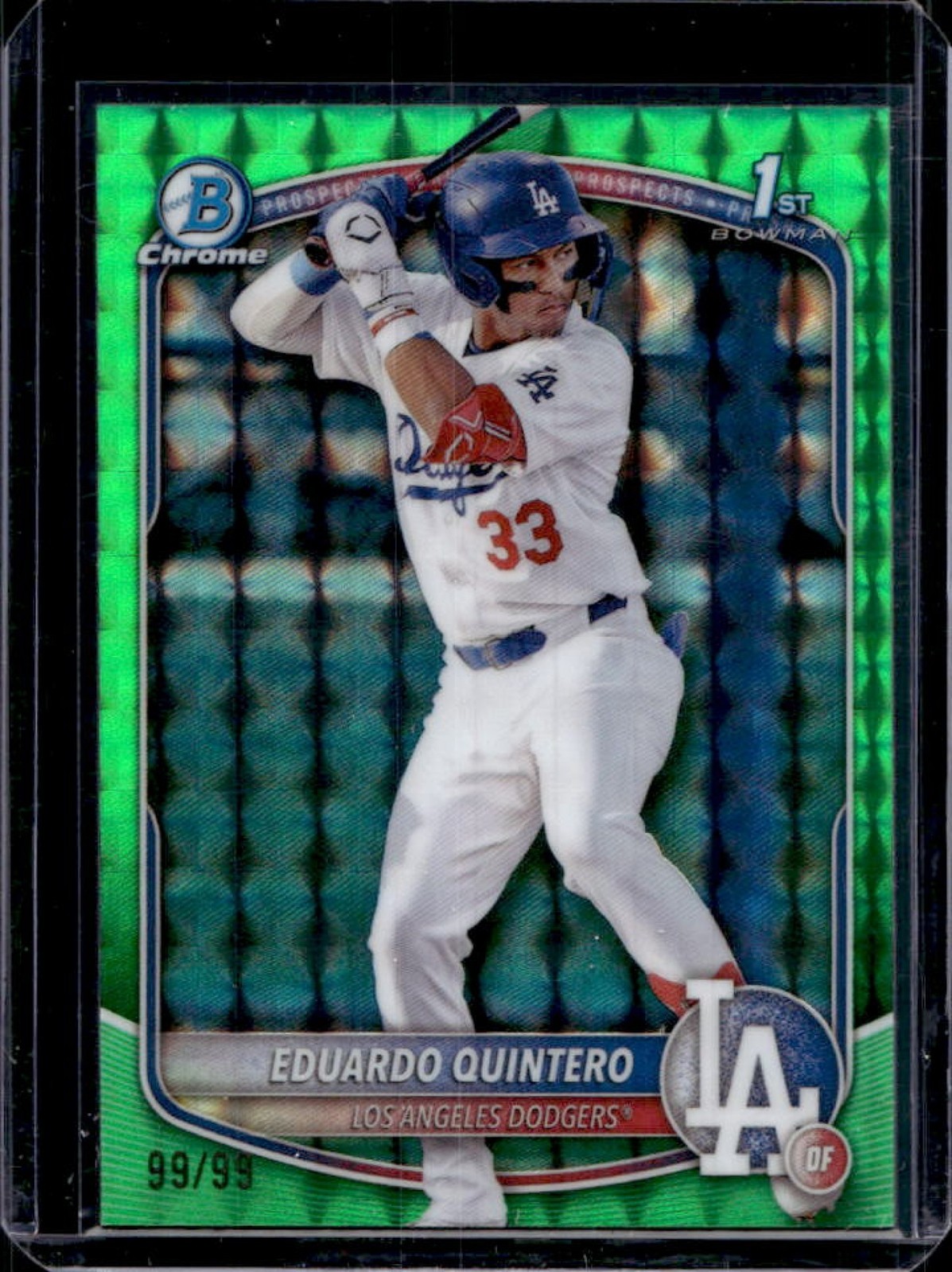 2025 Bowman Eduardo Quintero Chrome Green Geometric Refractor 1st Prospect 99/99