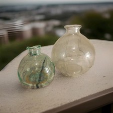 Set Of Vintage Round Blown Glass Jars