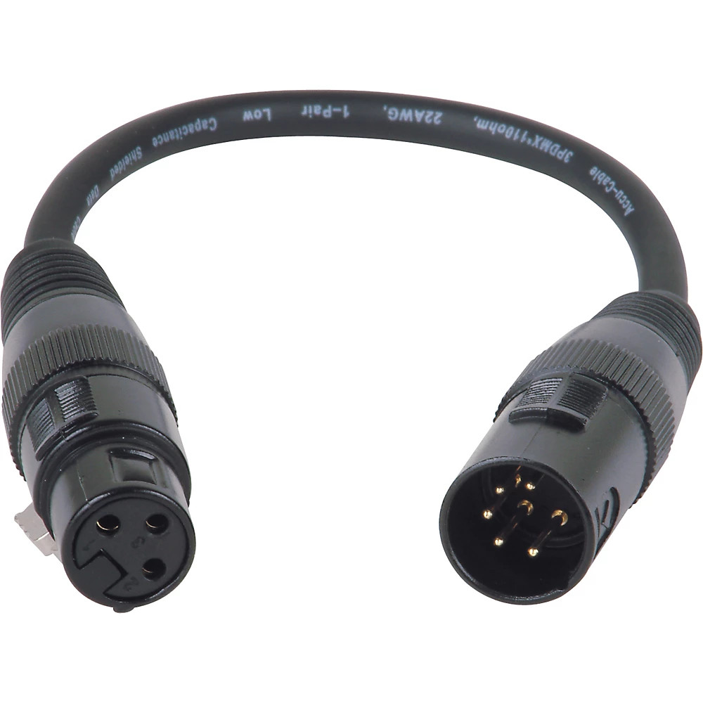 American DJ 5-Pin Male to 3-Pin Female XLR Turnaround DMX Cable 2390₽