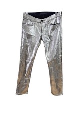 Juicy Couture Silver Metallic Skinny Jeans Made In USA Womens Size 26