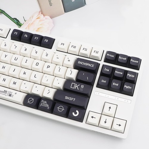 JSJT Key Caps XDA Profile Black and White Keycaps 128 Keys Pattern Set Theme - Picture 8 of 8