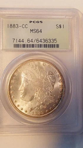 1883 CC MORGAN SILVER DOLLAR  PCGS MS64